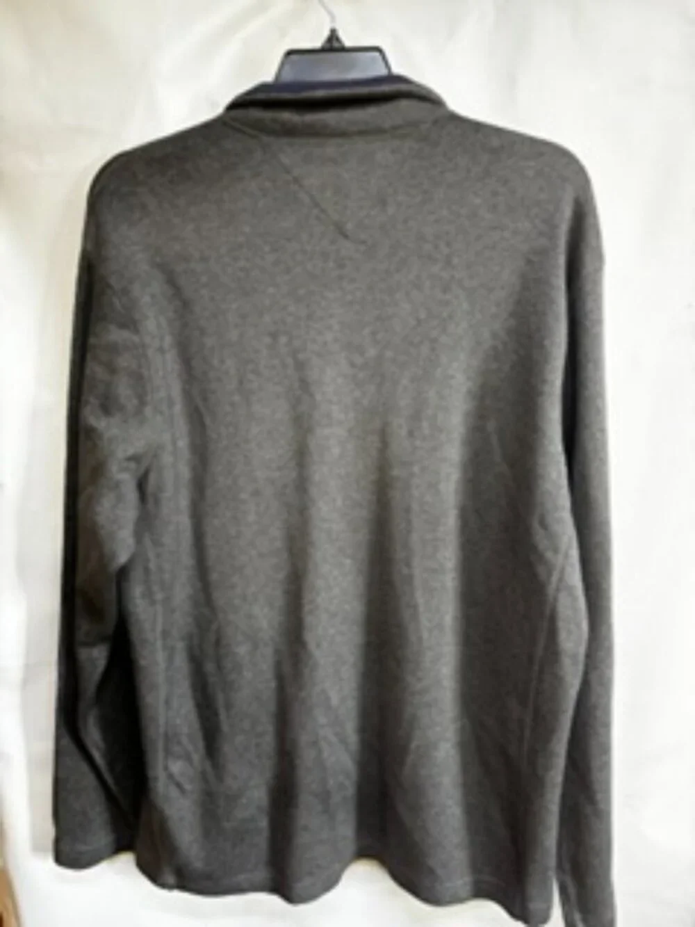 Tommy Hilfiger Men’s Gray Quarter-Zip Pullover Navy Collar NWT Large
